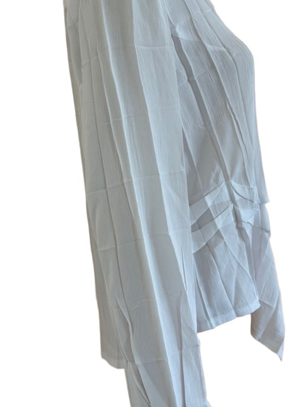 Babette- White Crinkle Asymmetrical Snap Blouse, XS - Picture 3 of 9